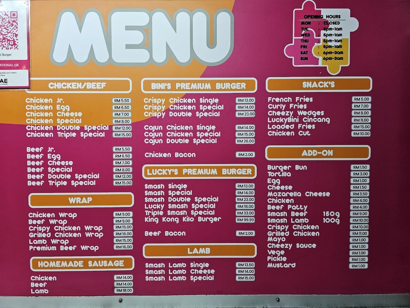 LuckyBini Burger — Menu, Jelutong, Pulau Pinang