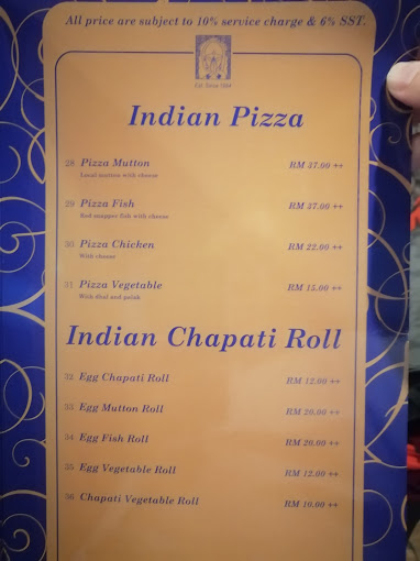 Kashmir Restaurant — Menu, George Town, Pulau Pinang
