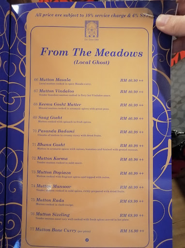 Kashmir Restaurant — Menu, George Town, Pulau Pinang