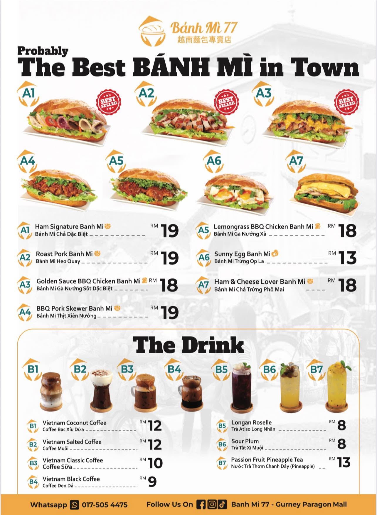 Banh Mi 77 Gurney Paragon Mall — Menu, George Town, Pulau Pinang