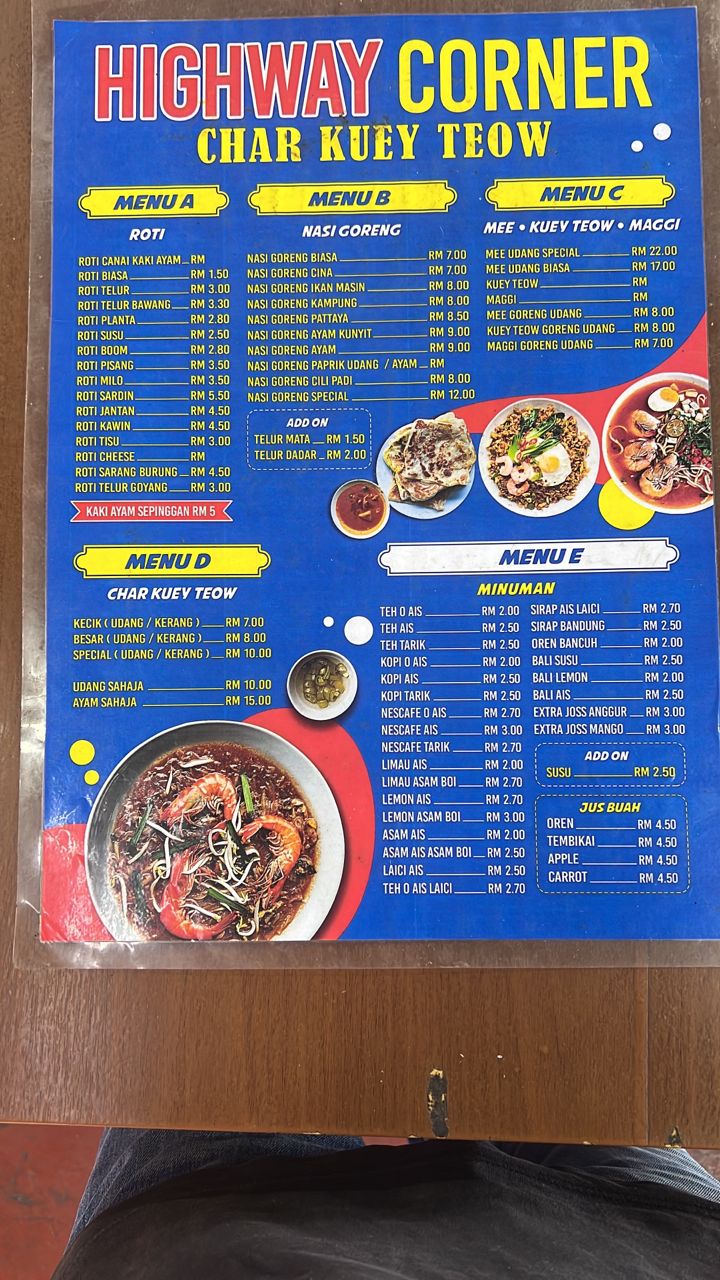 Char KueTiau Sg2 — Menu, Butterworth, Pulau Pinang
