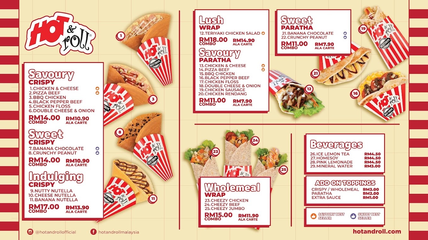 Hot & Roll @ Sunshine Central — Menu, Ayer Itam, Pulau Pinang