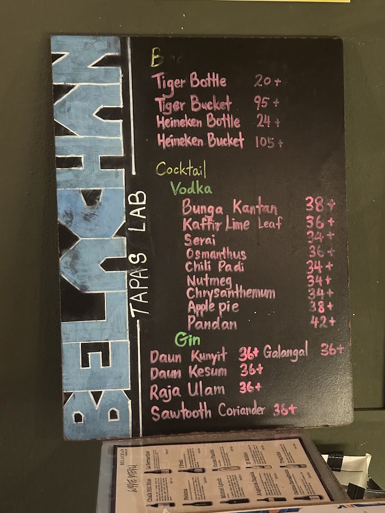 Belachan Tapas Lab 佰来佔 — Menu, George Town, Pulau Pinang