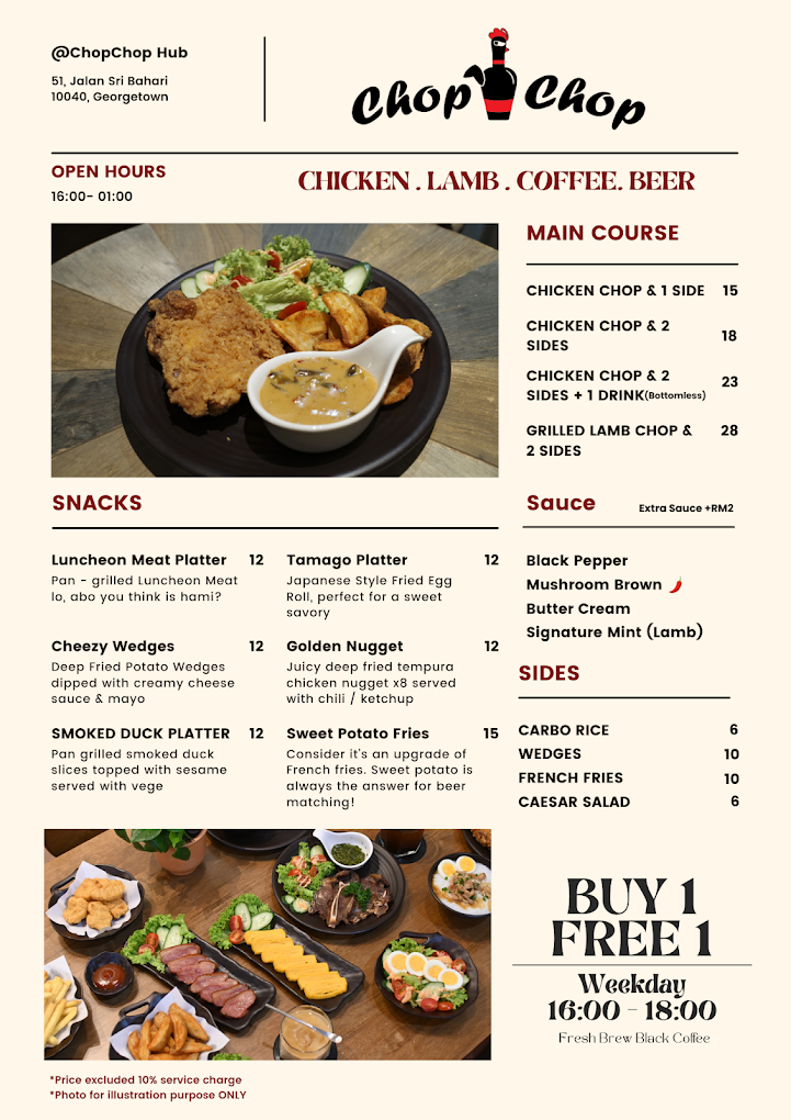ChopChop Hub — Menu, George Town, Pulau Pinang