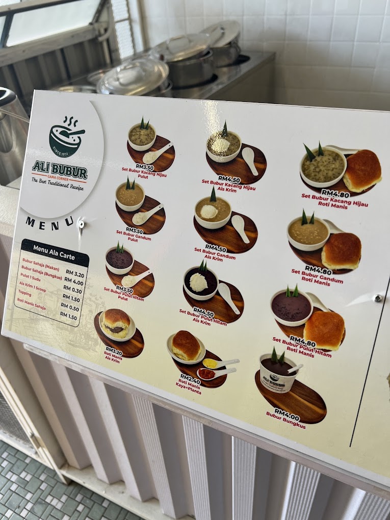 Gama Corner Ali Bubur (Magazine Road) — Menu, George Town, Pulau Pinang