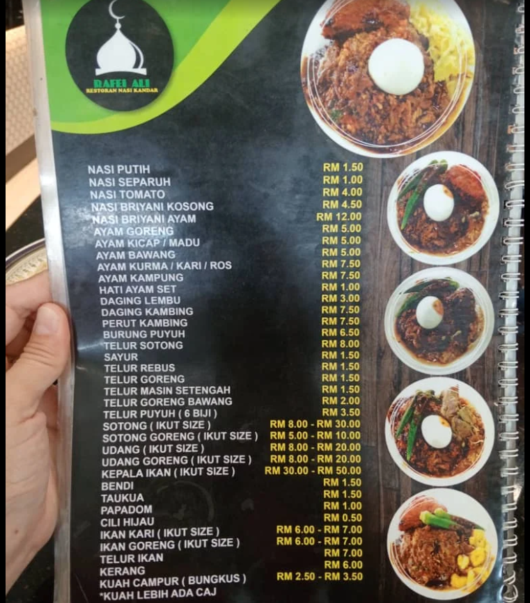 Restoran Nasi Kandar Rafei Ali — Menu, Bukit Mertajam, Pulau Pinang