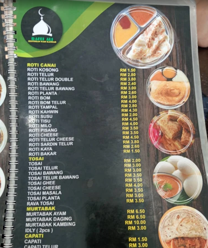 Restoran Nasi Kandar Rafei Ali — Menu, Bukit Mertajam, Pulau Pinang