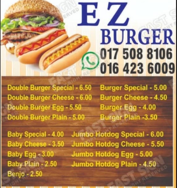 EZ Burger — Menu, George Town, Pulau Pinang