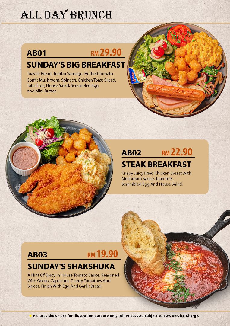 De Sundays Cafe — Menu, Butterworth, Pulau Pinang