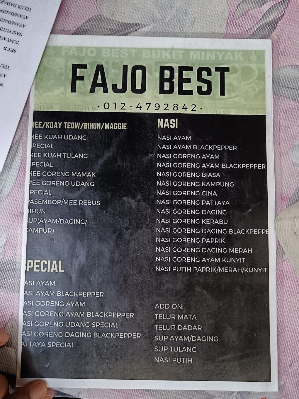 FAJO BEST BUKIT MINYAK — Menu, Bukit Mertajam, Pulau Pinang