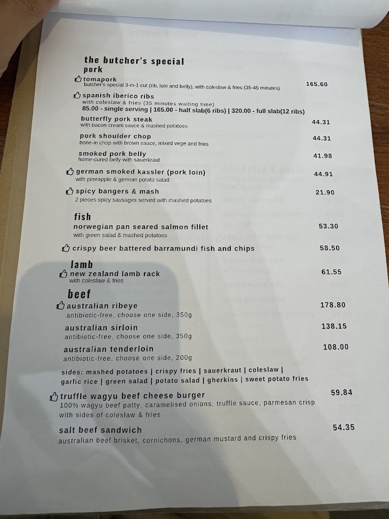 The Butcher's Table @ Bukit Mertajam — Menu, Bukit Mertajam, Pulau Pinang