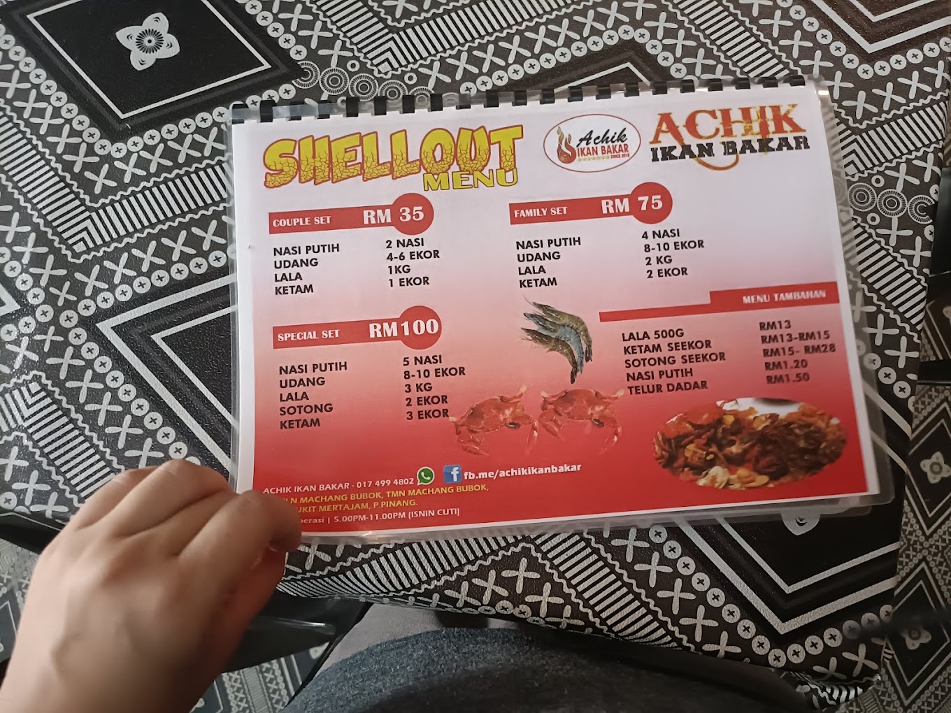 Achik Ikan Bakar — Menu, Bukit Mertajam, Pulau Pinang