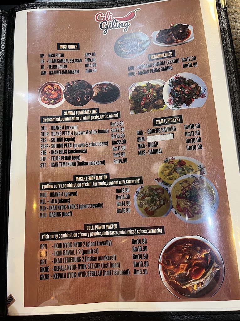 Cili Giling Restaurants — Menu, Bukit Mertajam, Pulau Pinang