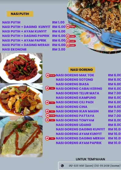 Warung 9 Beradik  Tanah Liat — Menu, Bukit Mertajam, Pulau Pinang