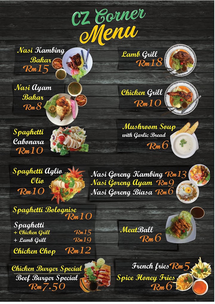 CZ Corner — Menu, Bukit Mertajam, Pulau Pinang
