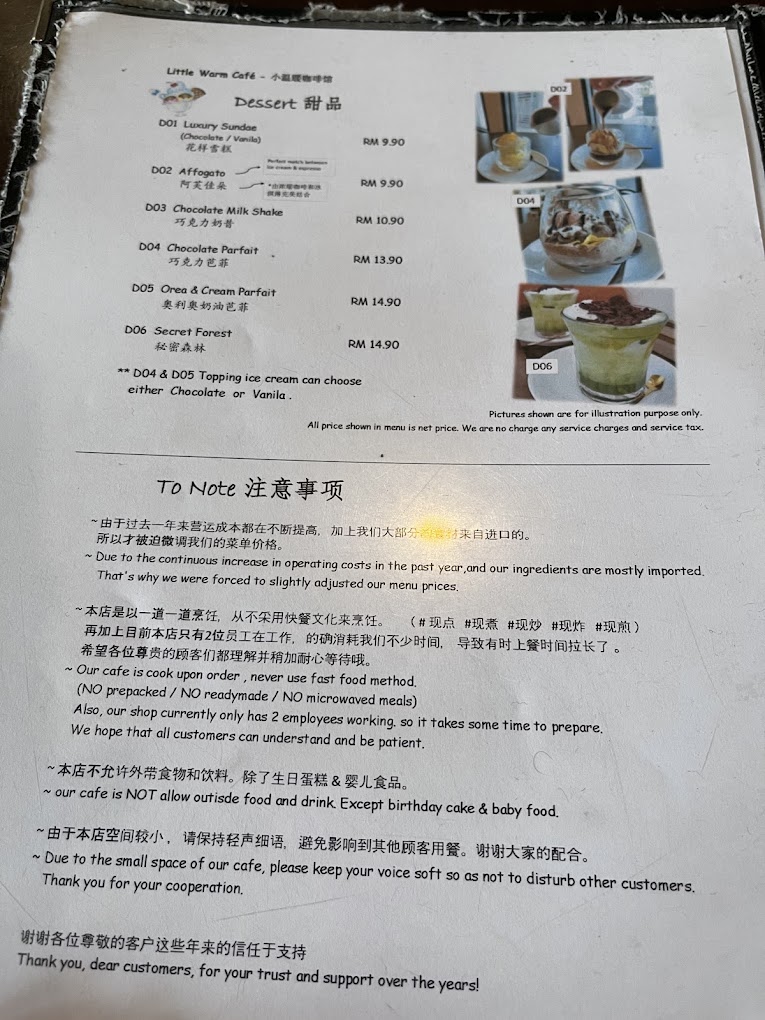 Little Warm Cafe — Menu, Bukit Mertajam, Pulau Pinang