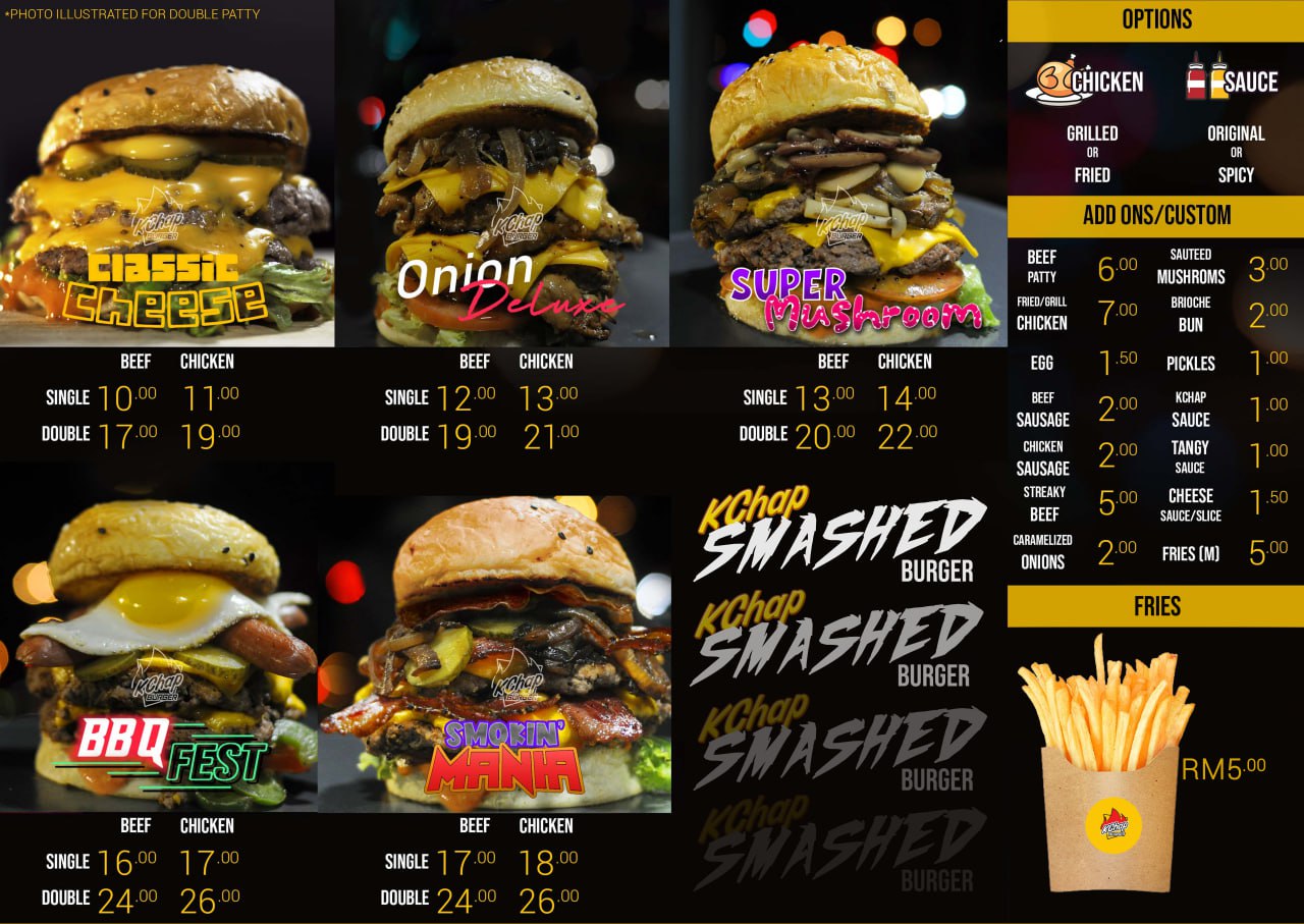 KChap Burger — Menu, Bukit Mertajam, Pulau Pinang