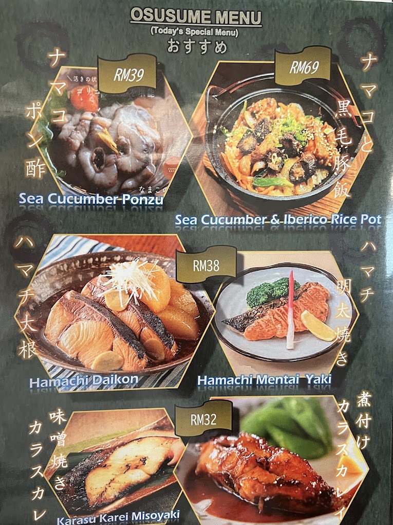 Tairyo Japanese Restaurant — Menu, Bukit Mertajam, Pulau Pinang