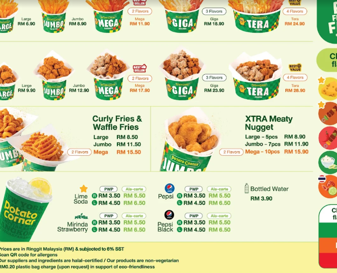 Potato Corner @ Aeon Mall Bukit Mertajam — Menu, Bukit Mertajam, Pulau Pinang