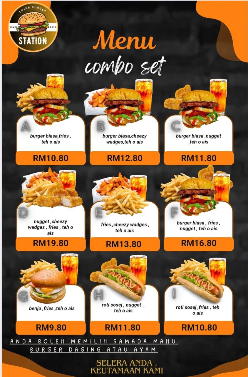 TWINS BURGER STATION — Menu, Bukit Mertajam, Pulau Pinang