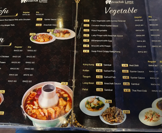 Anachak Lanna Thai Cuisine — Menu, Butterworth, Pulau Pinang