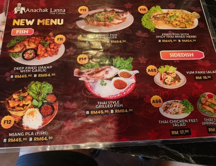 Anachak Lanna Thai Cuisine — Menu, Butterworth, Pulau Pinang