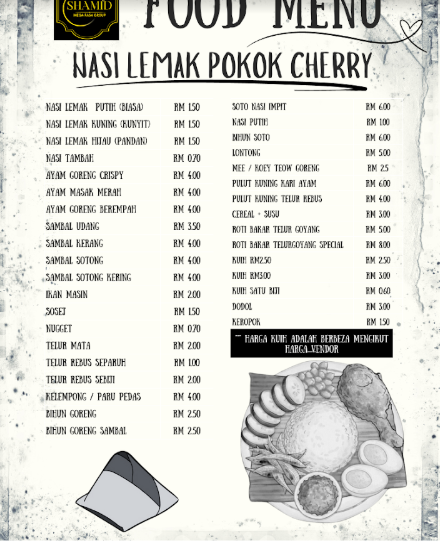 Nasi Lemak Pokok Cherry — Menu, Butterworth, Pulau Pinang