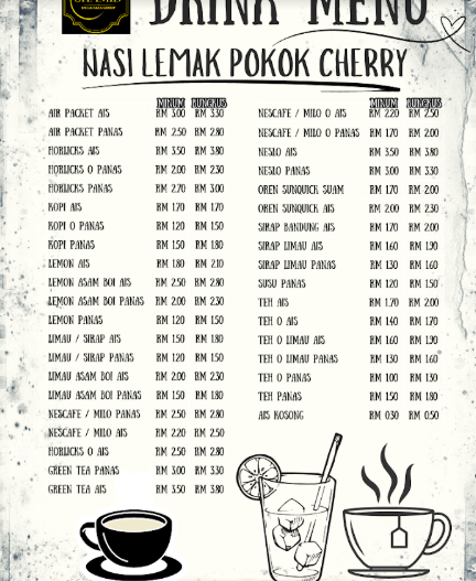 Nasi Lemak Pokok Cherry — Menu, Butterworth, Pulau Pinang