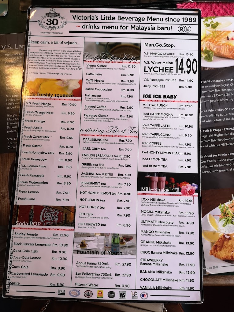 Victoria Station — Menu, Seberang Jaya, Pulau Pinang