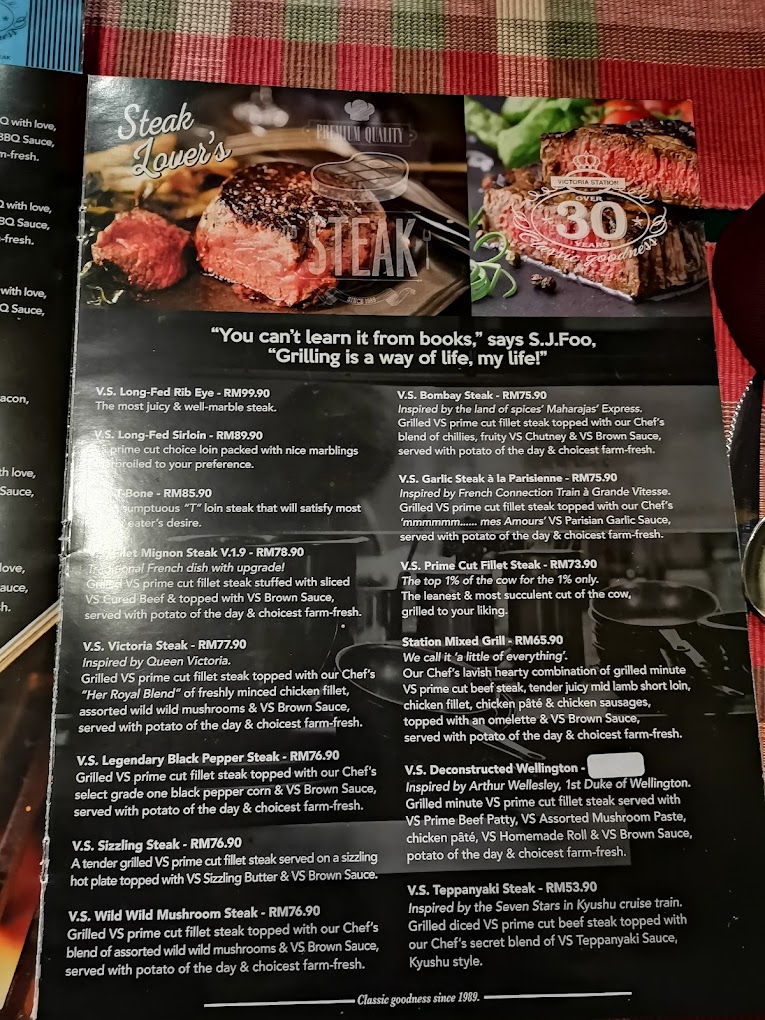 Victoria Station — Menu, Seberang Jaya, Pulau Pinang