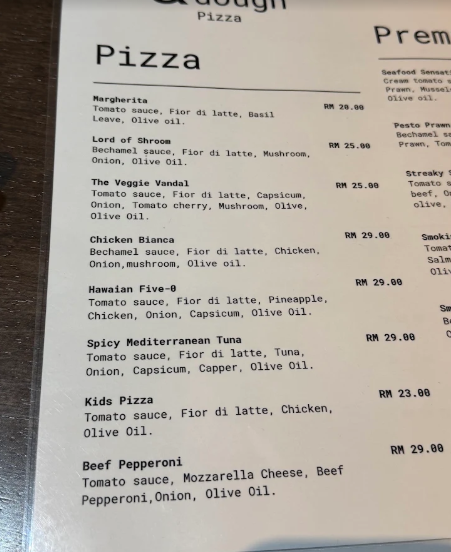 &doughpizza — Menu, Kepala Batas, Pulau Pinang