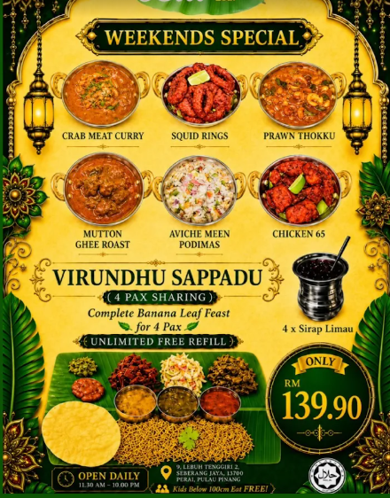 Jom Banana Leaf — Menu, Perai, Pulau Pinang