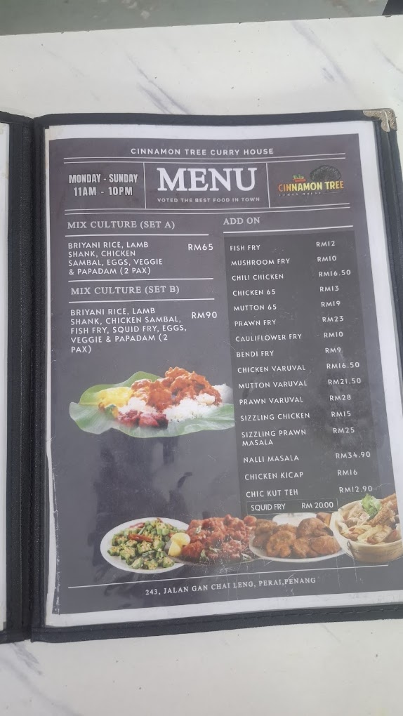 Cinnamon Tree Curry House — Menu, Perai, Pulau Pinang