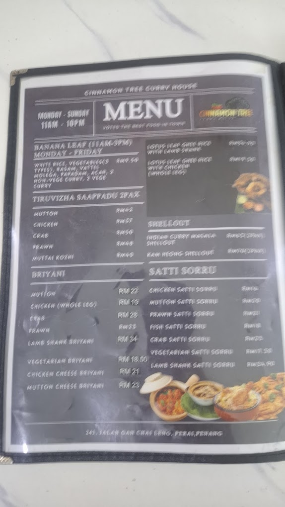 Cinnamon Tree Curry House — Menu, Perai, Pulau Pinang