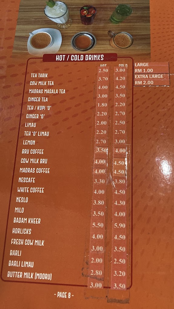 Saravanas Restaurant — Menu, Butterworth, Pulau Pinang