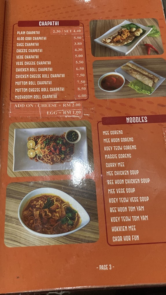 Saravanas Restaurant — Menu, Butterworth, Pulau Pinang
