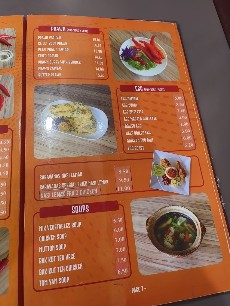 Saravanas Restaurant — Menu, Butterworth, Pulau Pinang