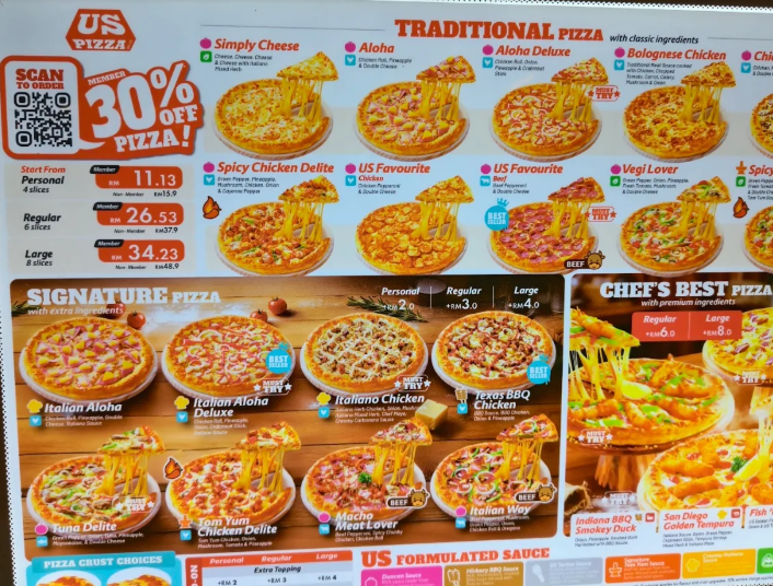 US PIZZA @ Lotus Seberang Jaya — Menu, Seberang Jaya, Pulau Pinang