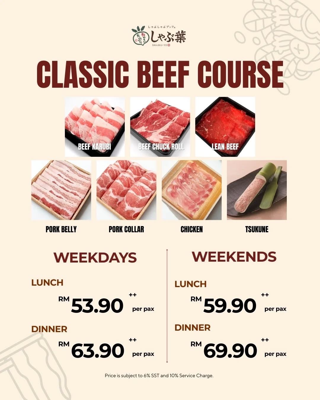 SHABU-YO Sunway Carnival — Menu, Seberang Jaya, Pulau Pinang