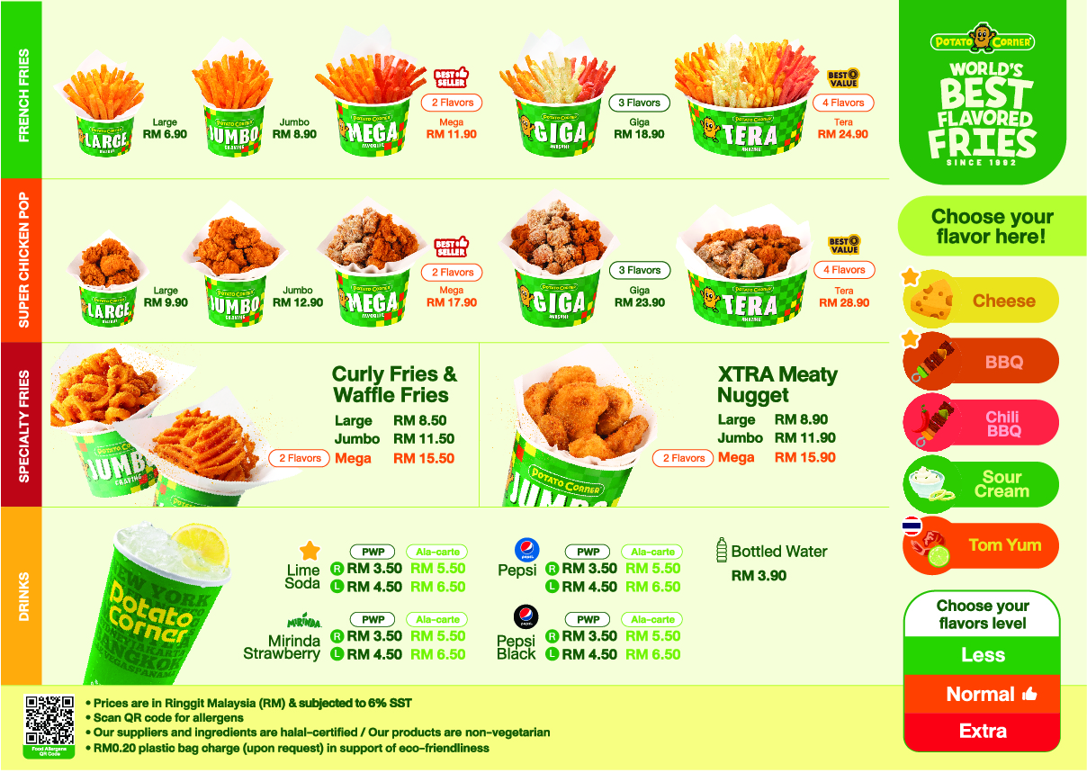 Potato Corner Sunway Carnival Mall — Menu, Perai, Pulau Pinang