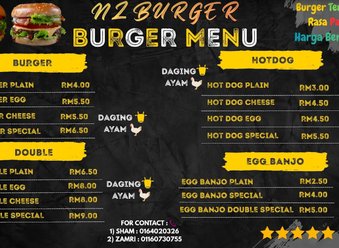 NZ BURGER — Menu, Butterworth, Pulau Pinang