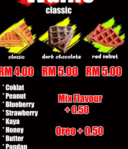 Zhaf Waffle — Menu, Bukit Mertajam, Pulau Pinang