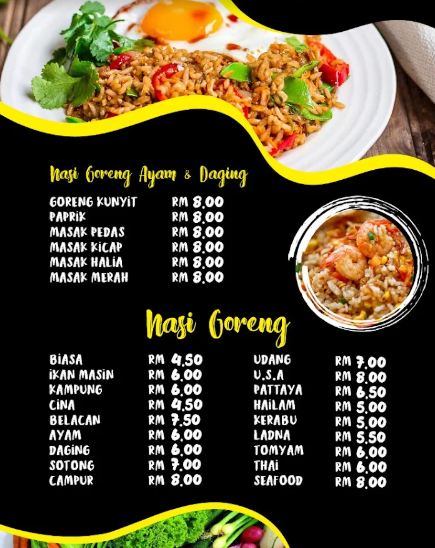 E Tomyam & Nasi Ayam Bakar — Menu, Bayan Lepas, Pulau Pinang