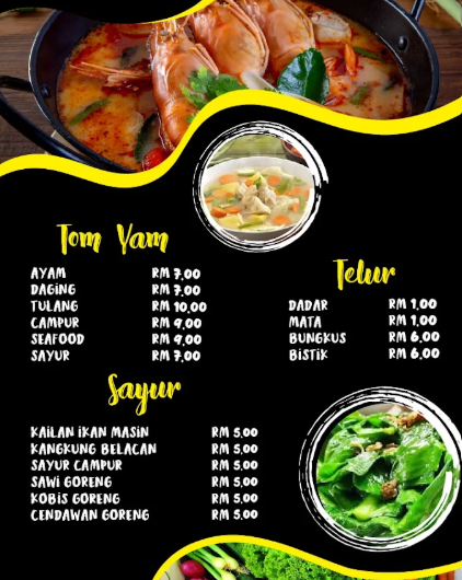 E Tomyam & Nasi Ayam Bakar — Menu, Bayan Lepas, Pulau Pinang