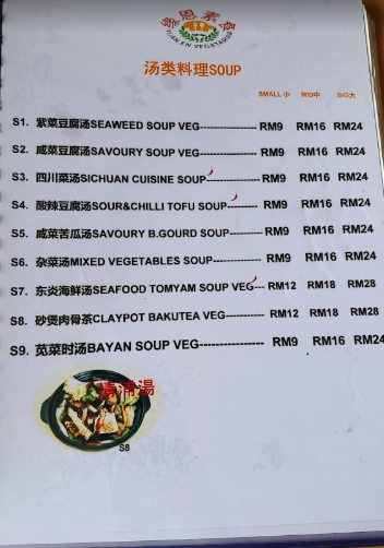 Yuan En Vegetarian — Menu, Sungai Dua, Pulau Pinang