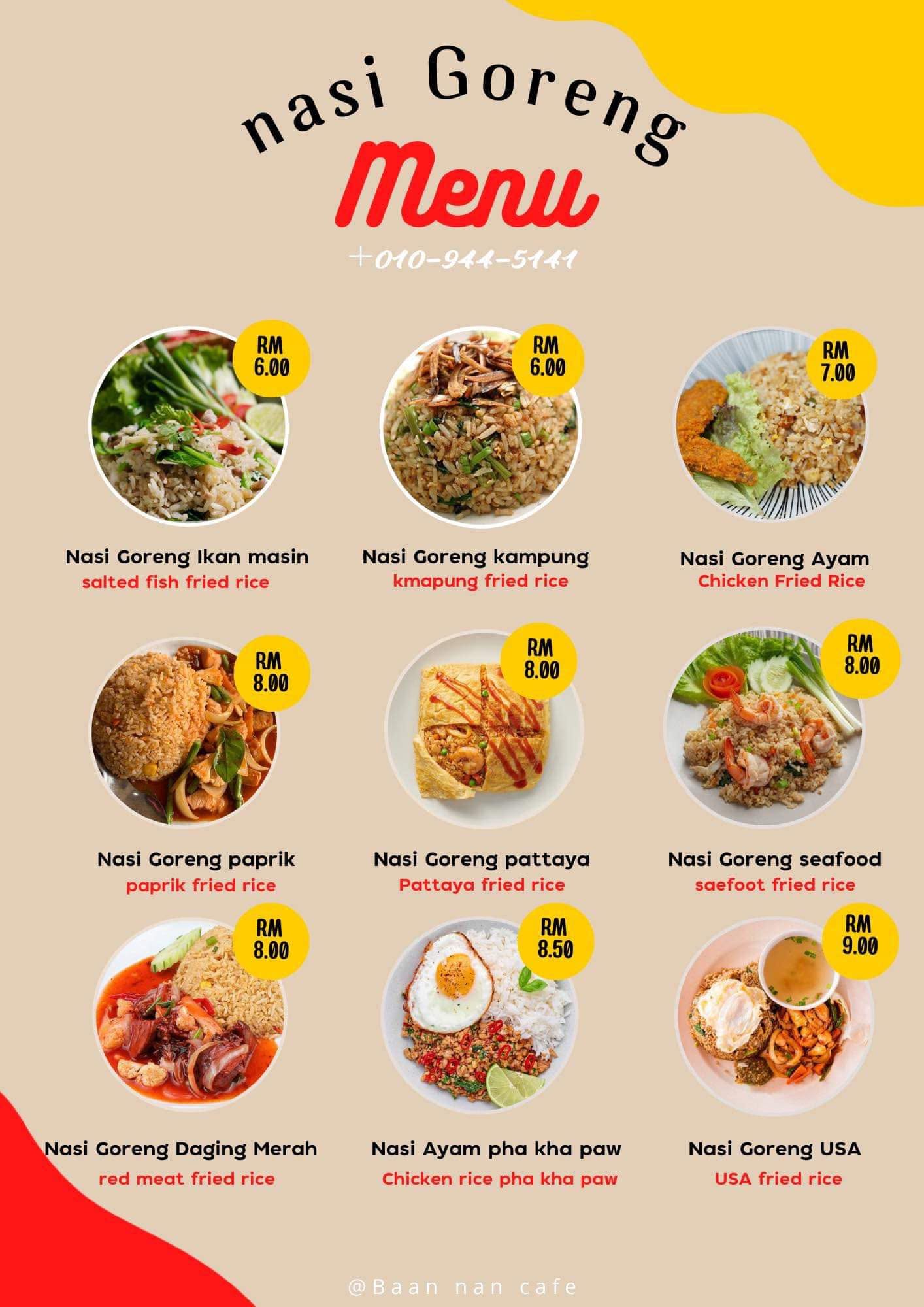 Baan Nan Cafe — Menu, Bayan Lepas, Pulau Pinang